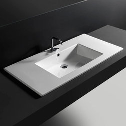 Drop 106 Drop-in Bathroom Sink in Ceramic White 41.7" x 20.1" - Bathroom Sinks