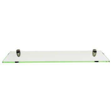 Rectangle Floating Glass Shelf  12 X 30 with Chrome Brackets