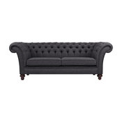 Milano Linen Chesterfield Sofa, Grey