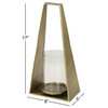 Large Modern Triangular Gold Metal Candle Holder With Hurricane Glass