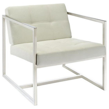 Morgan Upholstered Vinyl Lounge Chair, White