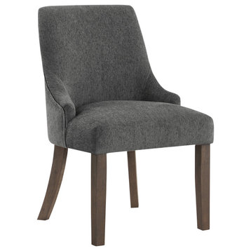 Leona Dining Chair In Charcoal Fabric with Grey Brushed Leg Finish - 2-Pack