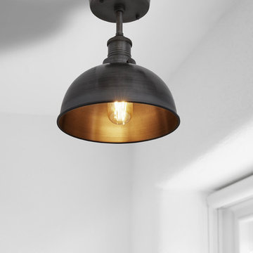 Brooklyn Vintage Small Metal Dome Flush Mount Light - 8 inch
