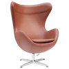 Egg Chair In Leather by Lemoderno, Light Brown Leather