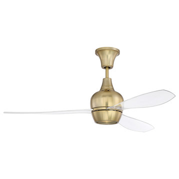 52" Satin Brass Ceiling Fan w/ Blades, LED Light & Wall Control - Craftmade