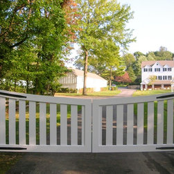 White Vinyl Gate over Driveway - Home Fencing And Gates