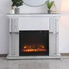 Crystal Mirrored Mantle With Fireplace Insert, Wood Fireplace Insert