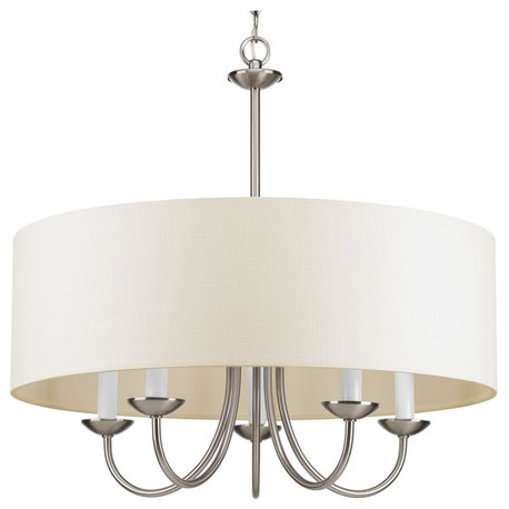 Progress Lighting Drum Shade 5-Light, Chain Hung Fixture, Brushed Nickel