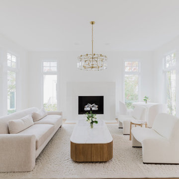 Elegant Modern Living Room Interior With Fireplace and Minimalist White Decor