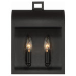 Eurofase - 14" 2-Light Outdoor Wall Sconce - The Sawyer features a stylish lantern design in satin black. The candelabra bulbs radiate an ambient glow and add a touch of vintage flair. This outdoor collection offers two variants of wall sconces and a 4-light pendant for versatility.