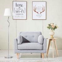 Mid Century Modern Ultra Plush Linen Fabric Accent Chair, Light Gray