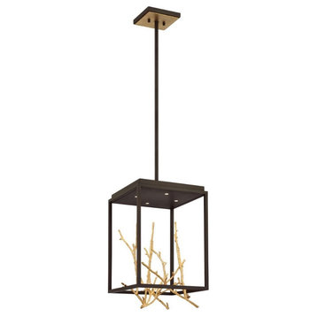 24W 4 LED Square Chandelier in Transitional Style - 12.5 Inches Wide by 18.75
