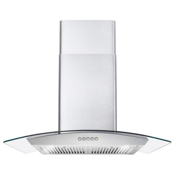 Cosmo 380 CFM Wall Mount Range Vent Hood, Permanent Filters, Glass Canopy, 30"