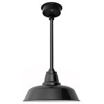 Cocoweb - 12" Farmhouse LED Pendant Light, Black With Black Downrod - Rustic Style with a Modern Twist