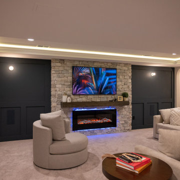 Finished Basement with Bar and Accent Wall in Commerce Twp., MI