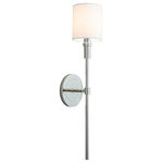 Norwell Lighting - Norwell Lighting 8221-PN-WS Zavier - One Light Candlestick Wall Sconce - An updated take on traditional wall sconces, the ZZavier One Light Wal Polished Nickel Whit *UL Approved: YES Energy Star Qualified: n/a ADA Certified: n/a  *Number of Lights: Lamp: 1-*Wattage:60w Candelabra bulb(s) *Bulb Included:No *Bulb Type:Candelabra *Finish Type:Polished Nickel