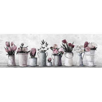 "Fresh Cut Flowers" Painting Print on Wrapped Canvas, 45"x15"