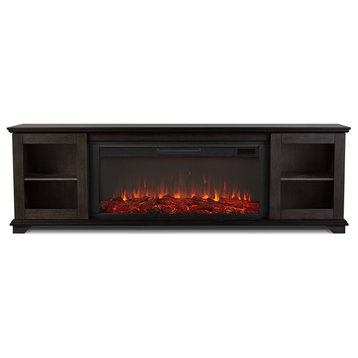 Real Flame Benjamin Solid Wood Landscape Media Electric Fireplace in Brown