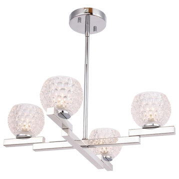 Woodbridge Lighting Jewel 4-Light Chandelier, Crystal Clear Ball, LED G9