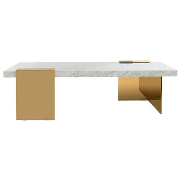 Safavieh Couture Mycha Marble Coffee Table White/Gold