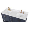 Tennant Brand Single Sink Vanity, Felton, Navy Blue, 60'', Fairy White Quartz