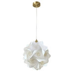 EQ Light - Hado Pendant Light, Gold, Large - The Hado Pendant Light makes a stunning accent piece in a dining room, entryway or kitchen. This elegant pendant light has silver steel construction and a spherical shade made from white spiral polypropylene pieces. Hang it in a contemporary style home for a cohesive look.