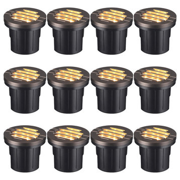 12-Pack 6W Low Voltage Hardwired Inground LED Well Light, 3000K