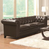 Coaster Roy Pull-Up Bonded Leather Stationary Sofa, Brown