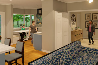 Mid-sized trendy foyer photo in Bridgeport with gray walls