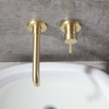 Stev Brushed Brass Single Lever Wall Mounted Bathroom Faucet Swivel Sink Faucet