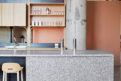 Kitchen - modern kitchen idea in Toronto with terrazzo countertops and gray countertops