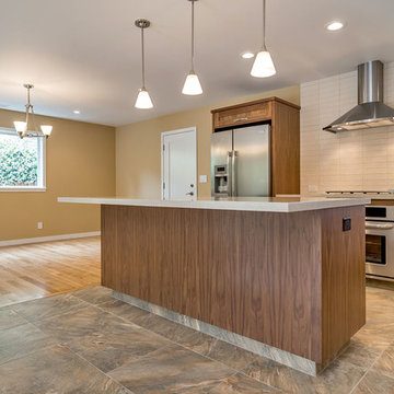 Home with Shaker Walnut Cabinets and Somerset Oak Floors