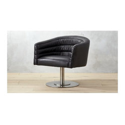 Cupa Black Leather Swivel Base Chair | CB2 - Dining Chairs