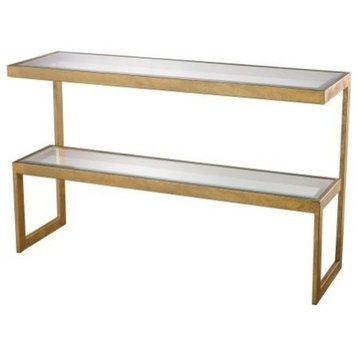 Dimond Home Key Metal & Glass Console Table, Gold & Clear Shelves
