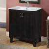 30" Solid Wood Sink Vanity With Ceramic Basin, Dark Brown