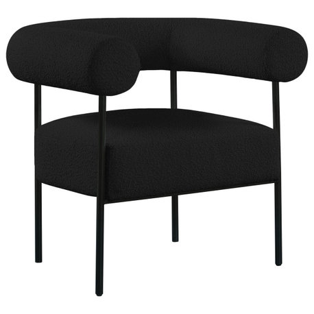 Blake Boucle Fabric Upholstered Accent Chair, Black