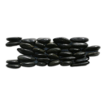 Polished Black Standing Pebble Tile