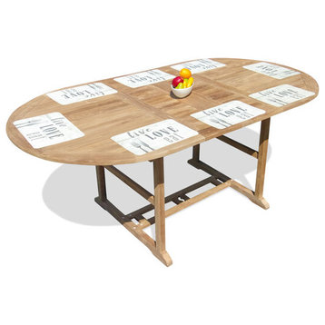Teak Extra Wide 95x51" Oval Counter Extension Table, Seats 8