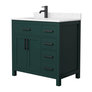 Green / Carrara Cultured Marble Top / Matte Black Hardware