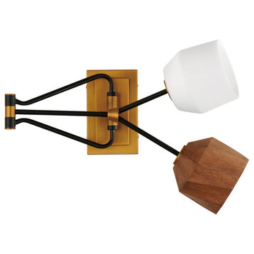 Akimbo 2-Light LED Wall Sconce in Dark Bronze with Antique Brass
