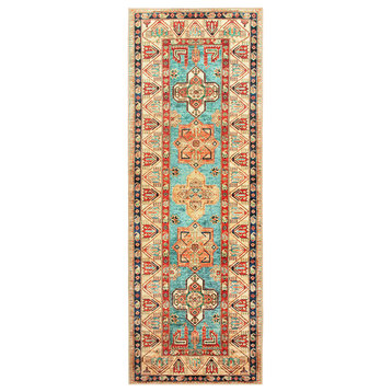 My Magic Carpet Ottoman Turquoise Rug, 2.5'x7'