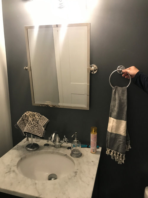 Powder room. Towel ring or rack for powder room