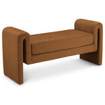 Meridian Furniture - Sloan Velvet Upholstered Bench, Saddle, 51" Wide - Place this lovely Sloan velvet bench wherever you want a chic and elegant spot to rest a spell and take a load off. Contemporary from top to bottom, this bench comes upholstered in saddle velvet material for a luxurious feel against the skin, adding to the comfortable feel of the bench's thickly padded cushion. A backless design gives the bench an uber modern look that's well suited for your entryway, bedroom or elsewhere.