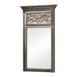 Vagabond Vintage - Carved Trumeau Mirror in Distressed White - Wall Mirrors