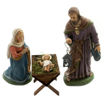 4-Piece Marolin Holy Family Paper Mache Nativity Germany Mary Joseph 40360
