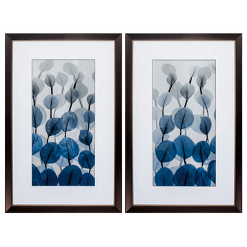 Blue Leaves Wall Art, 2-Piece Set