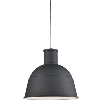 Irving Single Lamp Pendant, Black, 16"Dx14"H