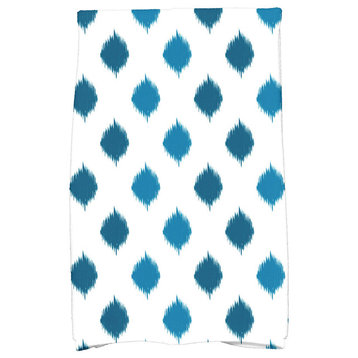 Ikat Dot Stripes Holiday Geometric Print Kitchen Towel, Teal