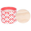 Candle With Geometric Design, Wood Top, in Luxury Pull Box, Just Love, Red