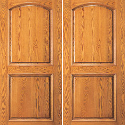 Home Mahogany Arch 2 Panel Traditional Colonial Double Door - Front Doors